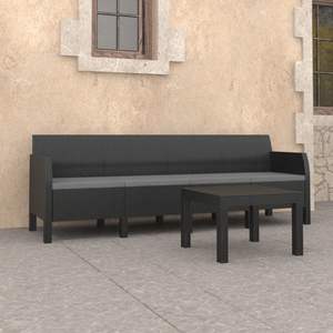 Grand ensemble de salon de jardin en polypropylène anthracite avec aspect rotin, collection de meubles d'extérieur haut de gamme - Product Image 1