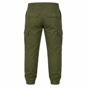 Pantalon cargo homme personnalisé, coupe jogger, avec revers élastiques et poches latérales à rabat, couleur unie - Product Image 2