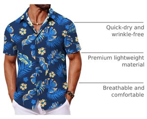 Chemises de plage tendance en gros pour hommes – Chemises hawaïennes décontractées d'été en polyester imprimé à manches courtes, grandes tailles, col rabattu - Product Image 5