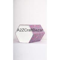 Poubelle hexagonale pliable à ouverture supérieure en carton de coton, design élégant, durable, pour usage intérieur/extérieur