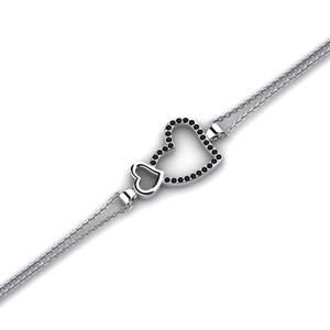 Bracelet en argent sterling 925 pour femme, avec breloque cœur sertie de diamants, plaqué rhodium, sertissage griffe, bijoux fins faits à la main, produit en gros - Product Image 6
