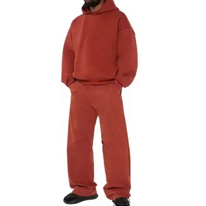 Ensemble de survêtement de jogging épais en coton uni pour homme, avec sweat à capuche oversize personnalisable avec logo, style streetwear - Product Image 1