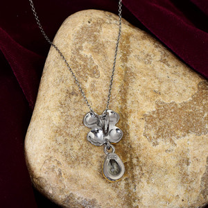 Colgante Fino con Diseño Floral, Cristal Tallado en Forma de Pera y Topacio Azul en el Centro, Plata de Ley 925, Chapado en Oro de 22K, Joyería de Estilo Vintage - Product Image 6