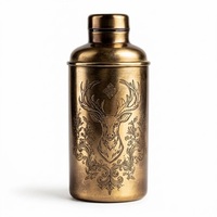 Shaker à cocktails vintage en laiton fait main, outil de bar en métal pour la préparation de cocktails, avec texture martelée et large diamètre