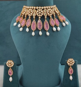 Premium Quality <b>Statement</b> Bridal <b>Necklace</b> Set Doublet Stones Unique Design Perfect For Wedding, Party Wear, Festive Occasions - Product Image 1