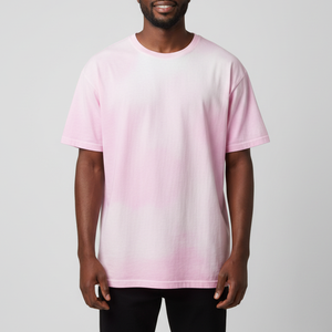 Camiseta Oversize de Algodón Pesado para Hombre, Estilo Vintage con Lavado Ácido, 100% Tejido, Corte Cuadrado, Efecto Desgastado y Decolorado por el Sol, Estilo Urbano, Color Rosa - Product Image 1