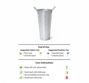 Cubo de metal galvanizado de 15 pulgadas para flores - Cubos de flores estilo rústico para floristería con asas, florero metálico para el hogar y jardín - Product Image 4