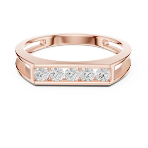 Rose Gold Lab Grown <b>Diamond</b> Channel Set Band <b>Ring</b> Elegant Wedding Anniversary Jewelry for Women - Product Image 1