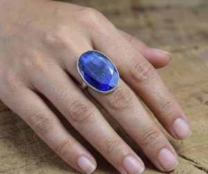 Bague en argent sterling 925 avec saphir bleu naturel ovale, fabrication artisanale, bijoux élégants, fournisseur de bijoux fins - Product Image 6