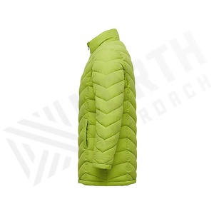 Chaqueta Acolchada Verde para Mujer, Invierno, Cuello Alto, Manga Larga, Relleno de Poliéster, Cierre de Cremallera, Largo Regular, Color Sólido - Product Image 3