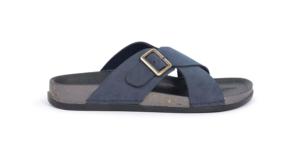 Sandales à enfiler bleu marine pour hommes, pantoufles à brides croisées avec boucle, chaussures décontractées à bout ouvert pour l'été et la plage - Product Image 2
