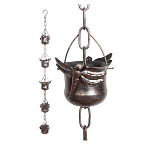 Cadena de lluvia de hierro hecha a mano para el flujo de agua de lluvia en techos exteriores con diseño artístico para decoración de jardines y patios. - Product Image 1