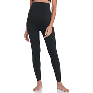 High Quality Women's Maternity <b>Workout</b> <b>Leggings</b> Over the Belly Pregnancy Active Wear Soft Yoga Pants <b>with</b> <b>Pockets</b> OEM - Product Image 1