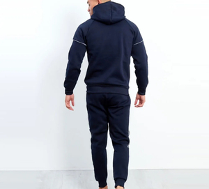 Survêtement de jogging personnalisé en coton, streetwear bleu marine, polaire respirant, pour hommes, idéal pour l'entraînement professionnel en salle de sport, vêtements décontractés, OEM - Product Image 2