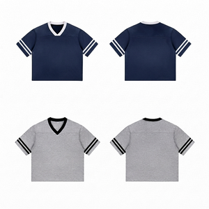 Regular Fit Custom Quick Dry Breathable 180g <b>Pullover</b> Cropped American Football Jersey V-neck Sublimation Printed Unisex 100% - Product Image 1