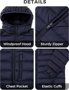 Men's Lightweight Windproof Casual <b>Packable</b> Puffer <b>Jacket</b> Waterproof Winter Hooded Quilted Storage Pouch Custom <b>Packable</b> - Product Image 5