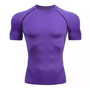 Men's Full Sleeve Rash Guard With Blue Leaf Print And Neon Yellow Sleeve Anti-Uv Swim <b>Shirt</b> <b>Compression</b> Top - Product Image 6