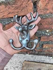 Vintage Cast Iron Stag Head <b>Wall</b> <b>Hook</b> Antique Metal Deer Antler Coat Rack Heavy Duty <b>Wall</b> Mounted Decorative <b>Key</b> Hanger for Home - Product Image 5