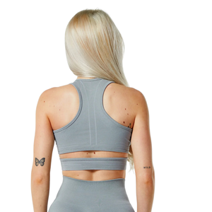Light Gray Women's Seamless <b>Racerback</b> Sports <b>Bra</b> Lightweight Athletic <b>Bra</b> for Fitness Training Running Yoga Gym - Product Image 2