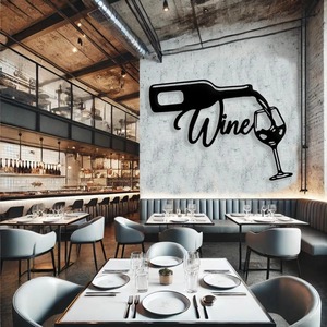 Arte Mural Artístico de Acero con Acabado Negro, Diseño de Botella de Vino Cortada con Láser, Ideal para Decoración de Bares, Hogares y Clubes - Product Image 2
