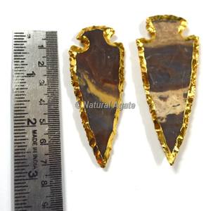 Compre Punta de Flecha de Ágata de 7 Pulgadas Chapada en Oro |   Naturalagate.com Pa-Arrow-002 Punta de Flecha Tallada y Grabada de Alta Calidad - Product Image 5