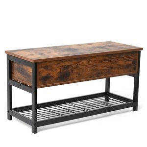 Panca Portascarpe con Struttura in Metallo Industriale e Piano Sollevabile per Ingresso, Sala da Pranzo, Corridoio, Soggiorno - Product Image 4