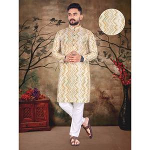 Kurta + ชุดนอนผ้าฝ้ายนุ่มดูมีกระเป๋าด้านข้างมัสตาร์ดสวมใส่สบาย - Product Image 1