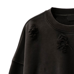 Men's Ripped Knitted <b>Pullover</b> <b>Sweater</b> Solid Color Long Sleeve Crew Neck Winter Polyester/Cotton Slight Stretch - Product Image 3