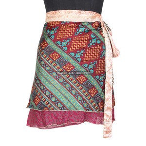 Minifalda de seda con estampado de Jaipur para mujer, minifalda india tipo sari, falda corta tipo sari, falda de playa estilo bohemio, falda tipo sari para uso casual. - Product Image 4