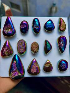 Cuentas Sueltas de Cuarzo Druzy de Titanio Arcoíris Natural, Gema Iridiscente en Racimo para Suministros de Joyería DIY - Product Image 2