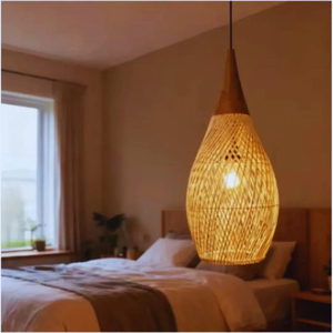 Minimalist Rattan Pendant Light 25cm Handmade Woven Bamboo Lampshade Natural Boho <b>Ceiling</b> Lamp Kitchen Dining Room - Product Image 6