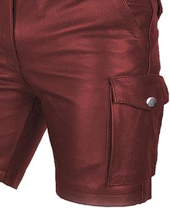 Shorts cargo en cuir véritable pour homme, shorts de club, shorts décontractés avec poches - Product Image 6