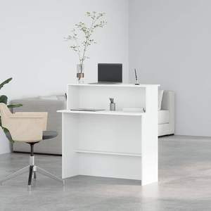Bureau d'accueil blanc en bois d'ingénierie, design minimaliste, mobilier de bureau commercial - Product Image 5