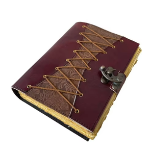 Cuaderno de Cuero Repujado con Espiral Suave, Diseño de Flores y Animales, Hecho a Mano, con Encuadernación Deckle, para Dibujo y Notas - Product Image 5