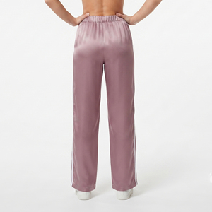 Pantalones de dormir de satén de pierna ancha para mujer, cintura elástica, ajuste holgado, pantalón de seda para dormir, pantalones de satén de noche con cintura elástica para mujer - Product Image 3