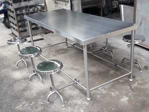 Ensemble table et tabourets en acier inoxydable, mobilier de salle à manger en métal pour cantine scolaire, restaurant, cuisine - Product Image 2