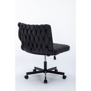 Modern Armless <b>Desk</b> Chair with Criss Cross Leg Wide Seat Home Office Work Meditation Wheels Included for Office Environment - Product Image 6