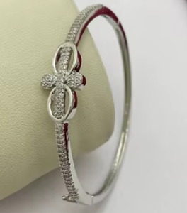 Lovely Design Fancy American Diamond Silver Finish Bracelet for Women Girls AD Stones Zircon Royal <b>Charm</b> Bracelet Made Brass - Product Image 2