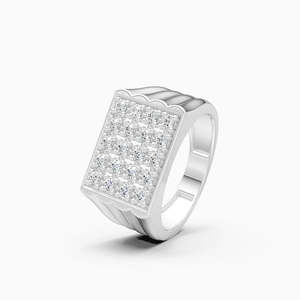 Anillo de banda geométrico con diamantes cultivados en laboratorio de uso diario, con engaste de rejilla cuadrada, potencia geométrica de 0.67 ct, en oro amarillo, blanco y rosa de 9K - Product Image 3