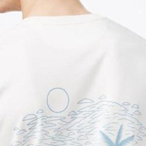 T-shirt pour homme à manches courtes, col rond, blanc, avec imprimé palmier au dos, coupe décontractée, jersey en coton respirant - Product Image 3