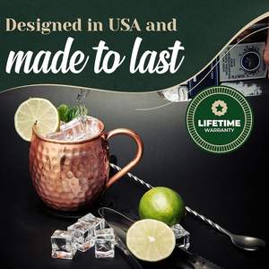 Ensemble de 8 tasses à Moscow Mule en cuivre, 16 oz, qualité alimentaire, 100% cuivre pur, fabriquées à la main avec finition martelée laquée, prise en main solide - Product Image 5