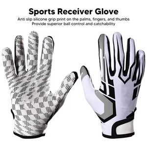 Guantes de Fútbol Americano para Receptor, Diseño Nuevo, Profesionales, Personalizados, Transpirables, Ligeros, Antideslizantes, Dedos Completos, Ajustables con Gancho - Product Image 3