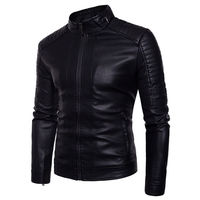 Blouson en cuir véritable pour homme, style vintage, col montant, pour motard, écologique, avec logo sur le devant, idéal pour l'hiver, prix abordable