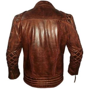 Veste en cuir pour homme, mode outdoor, chaude, confortable, respirante, coupe-vent, marron foncé, style populaire, veste d'automne - Product Image 5