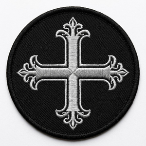 En gros, patchs thermocollants et à coudre personnalisés, tête de diable rouge souriante, cercle blanc en sergé, broderie machine, badges pour vêtements, en vrac - Product Image 2