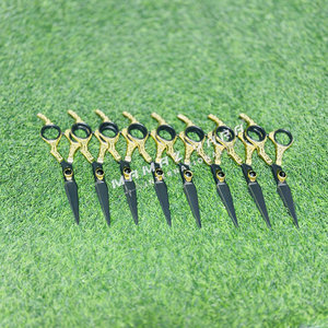 High Quality 8 PC <b>Barber</b> Hair Cutting Scissors <b>Set</b> Stainless Steel <b>Barber</b> Hair Salon Scissors Gold and Black Color Professional - Product Image 5