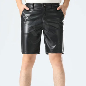 Shorts décontractés en cuir véritable pour hommes – Coupe confortable, fermeture sécurisée, légers, respirants, style urbain moderne et tendance - Product Image 4
