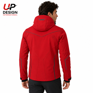 Custom Red Softshell <b>Jacket</b> <b>Waterproof</b> Windproof Hooded Outdoor Tactical Hiking Workwear Coat with Multiple Zip Pockets - Product Image 4