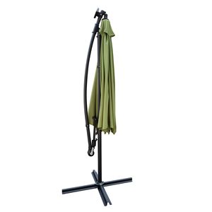 10 ft esterno a energia solare LED illuminato Patio ombrello impermeabile 8 costole a manovella Base croce parasole per giardino ponte cortile - Product Image 4