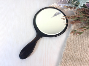 Handmade <b>Black</b> Wooden Handheld Vanity <b>Mirror</b> <b>Round</b> Makeup <b>Mirror</b> Natural Wood Handle Decorative Dressing <b>Mirror</b> Vintage Beauty G - Product Image 1